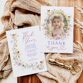 Soft Wildflower Fairy Garden Verjaardagsfeest Foto Bedankkaart