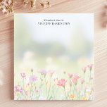 Soft Wildflower Meadow gepersonaliseerd Notitieblok<br><div class="desc">Dit gepersonaliseerde notitieblok beschikt over een dromerige wilde bloemenweide met zachte pasteltinten, waardoor een vredige en elegante esthetiek ontstaat. Ideaal voor liefhebbers van natuur, tuinliefhebbers en liefhebbers van bloemsierkunst. Pas de tekst aan de bovenkant aan voor een uniek tintje, waardoor deze ideaal is voor journaling, notities maken of cadeau geven....</div>