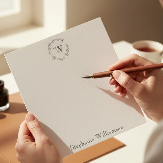 Soft Wildflower Monogram – Personalized Stationery Notitieblok