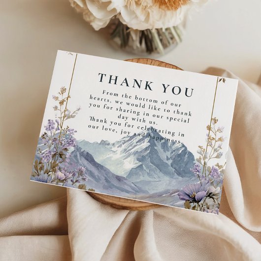 Soft Wildflower Mountain Wedding Bedankkaart