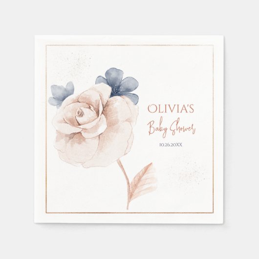 Soft Wildflowers Modern Baby Shower Invitation Servet (Voorkant)