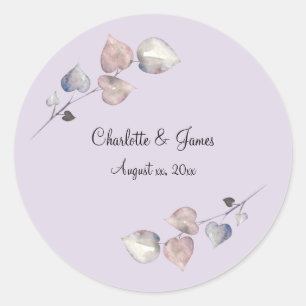 Soft Willows - Lila, Scottish Heather, Wedding Ronde Sticker