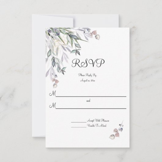 Soft Willows Lila, Scottish Heather, Wedding RSVP Kaartje (Voorkant)