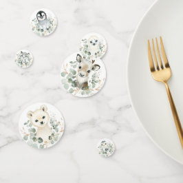 Soft Winter Arctic Animals Greenery Gold Wreate Confetti