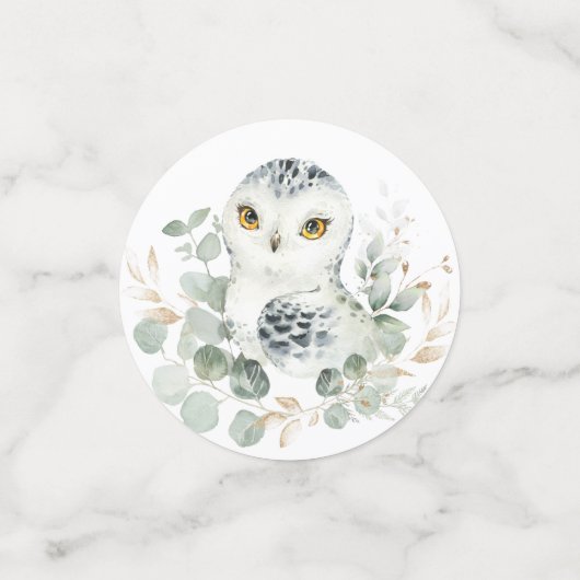 Soft Winter Arctic Animals Greenery Gold Wreate Confetti (Kleine voorkant)