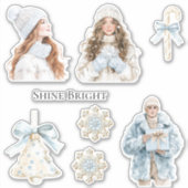 Soft Winter Blue Christmas Sticker (Voorkant)