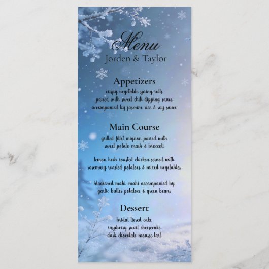 Soft Winter Daydream Trouwmenu Menu (Voorkant)
