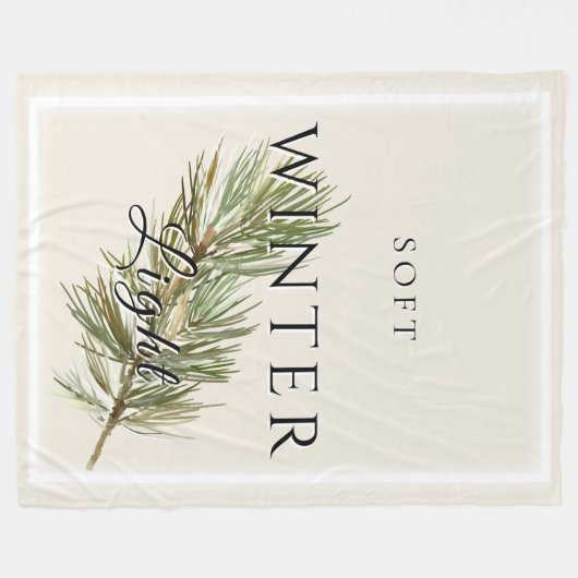 Soft Winter Light with Pine Branch Fleece Deken (Voorkant (Horizontaal))
