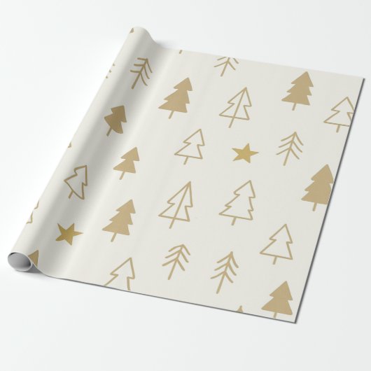 Soft Winter Trees Wrapping Paper Cadeaupapier (Uitgerold)