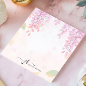 Soft Wisteria Waterverf Bloemen gepersonaliseerd Notitieblok