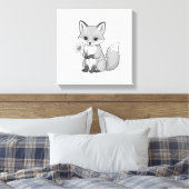 Soft Woodland Fox Holding a Flower Canvas Afdruk (Insitu (Slaapkamer))