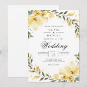 Soft Yellow Bloom Arch Wedding Kaart (Voorkant / Achterkant)