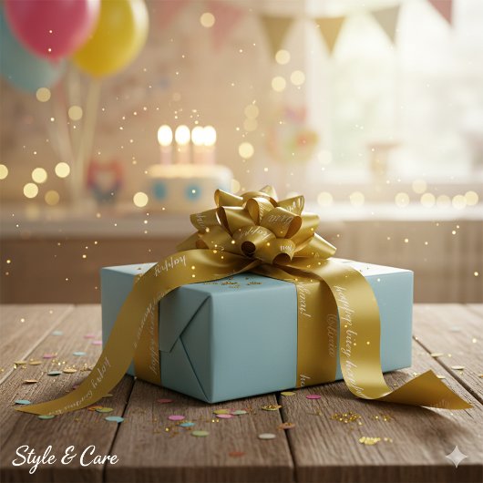 Soft Yellow Brown Satin Ribbon Birthday Festive Lo Satijnen Lint