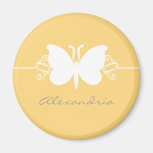 Soft Yellow Butterfly Swirls Magnet (Voorkant)