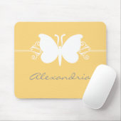 Soft Yellow Butterfly Swirls Mousepad Muismat (Met muis)