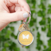 Soft Yellow Butterfly Swirls Premium Sleutelhanger (Hand)
