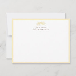 Soft Yellow Floral Bow Nursery Note Card  Notitiekaartje