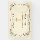 Soft Yellow Gold Cross 1st Community Welkom Spandoek (Verticaal)