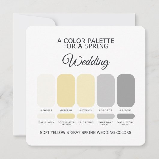 Soft Yellow Gray Spring Wedding Color Palette Card Kaart (Voorkant)