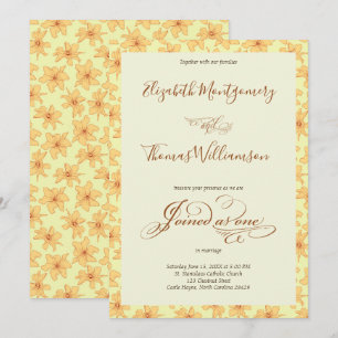 Soft Yellow Hand Drawn Floral Wedding Invitation Kaart