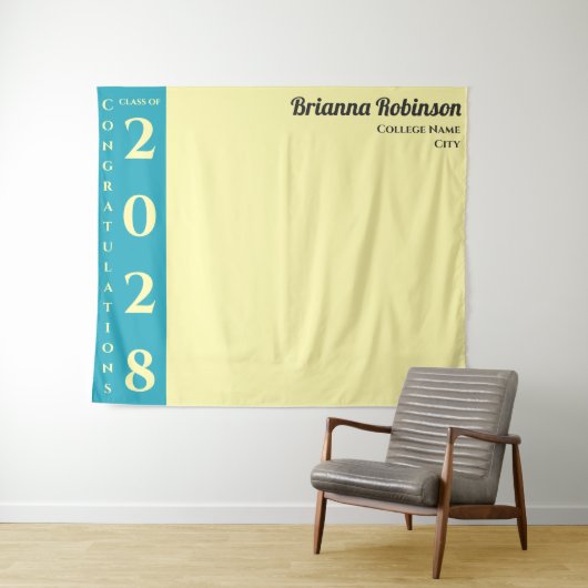 Soft Yellow Modern Graduation Party Wandkleed (In Situ (horizontaal))