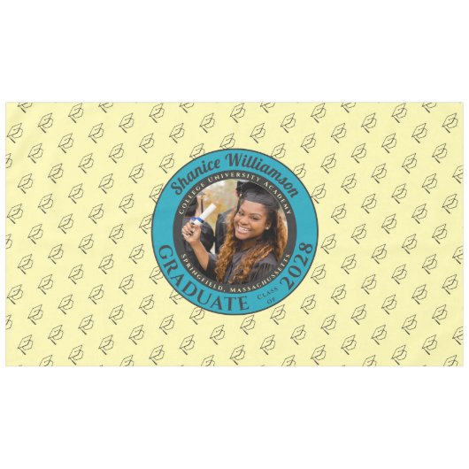 Soft Yellow Modern Graduation Photo Cap Pattern Tafelkleed (Voorkant (Horizontaal))