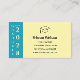 Soft Yellow Modern Graduation QR Code Name Card Contactkaartje