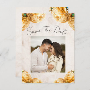Soft Yellow Peony Flowers  Save the Date Aankondigingskaart
