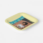 Soft Yellow Photo Modern Graduation Cap Party Papieren Bordje (Gebogen)