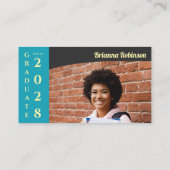 Soft Yellow Photo Modern Graduation Name Card Contactkaartje (Achterkant)