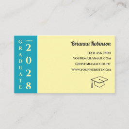 Soft Yellow Photo Modern Graduation Name Card Contactkaartje