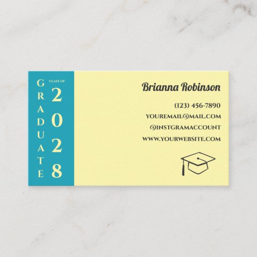 Soft Yellow Photo Modern Graduation Name Card Contactkaartje (Voorkant)