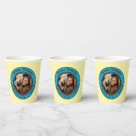 Soft Yellow Photo Modern Graduation Party Papieren Bekers