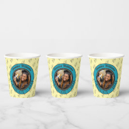 Soft Yellow Photo Modern Graduation Party Papieren Bekers