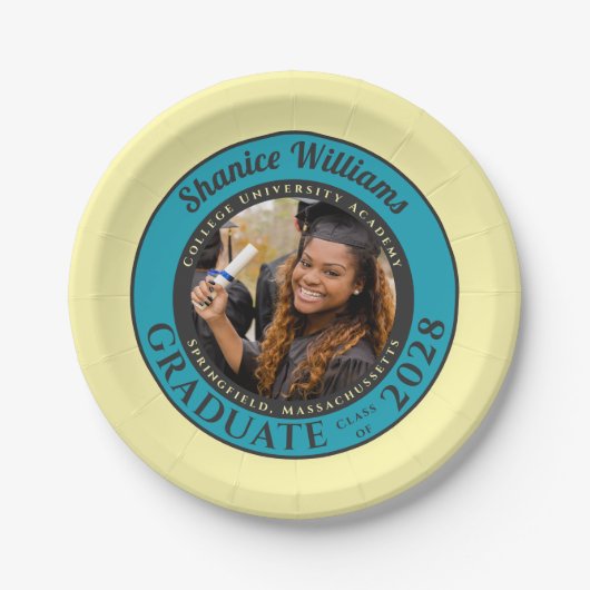 Soft Yellow Photo Modern Graduation Party Papieren Bordje (Voorkant)