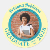 Soft Yellow Photo Modern Graduation  Ronde Sticker (Voorkant)