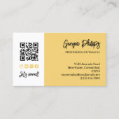 Soft Yellow QR Code Photo Socialmedia Brush Script Visitekaartje (Voorkant)