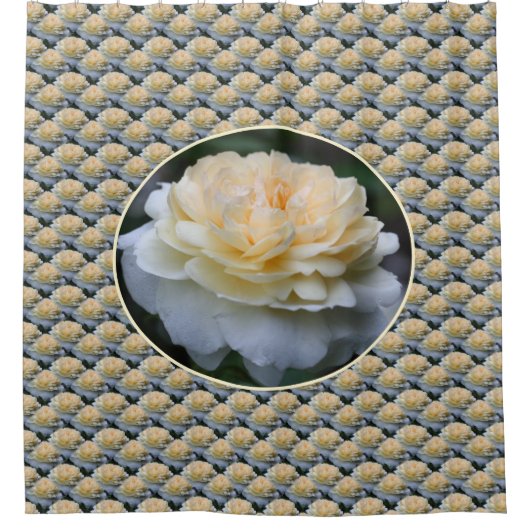 Soft Yellow Rose Flower Pattern Nature  Douchegordijn (Voorkant)