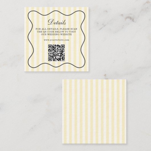 Soft Yellow Stripes QR Code Informatiekaartje (Voorkant / Achterkant)