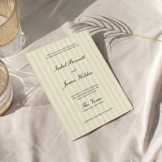 Soft Yellow Stripes Wedding Kaart