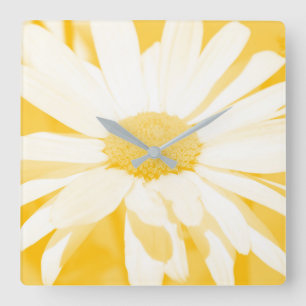 Soft Yellow White Daisy Vierkante Klok