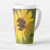 Soft Yellow Wild Sunflowers and Bees Photograph Latte Mok (Rechterhoek)