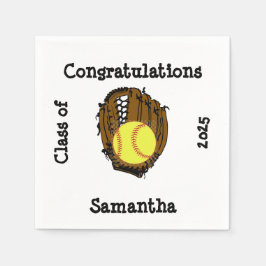 Softbal Afstuderen Klasse van Gefeliciteerd Servet