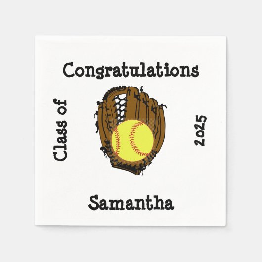 Softbal Afstuderen Klasse van Gefeliciteerd Servet (Voorkant)