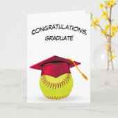 Softbal Afstuderen met rood Pet Kaart (Gele Bloem)