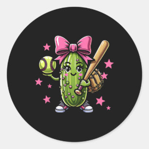 Softbal augurk sport meisjes honkbal met roze jong ronde sticker
