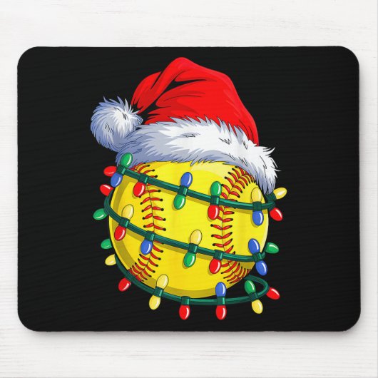 Softbal Bal Sinterklaas Hoed Kerst Softbal Kerstmi Muismat (Voorkant)