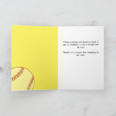 Softbal Bal Sport Foto Coach Bedankkaart (Binnen)