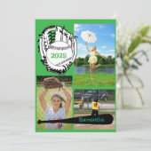 Softbal/ Baseball 3 Foto Groen Afstuderen Kaart (Staand voorkant)