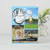 Softbal/ Baseball 3 Foto Lichtblauw Afstuderen Kaart (Staand voorkant)